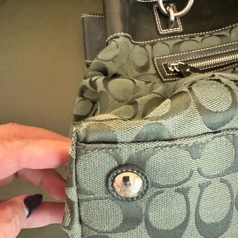 Coach Dark Green and Black Tote Bag - Picture 2 of 4